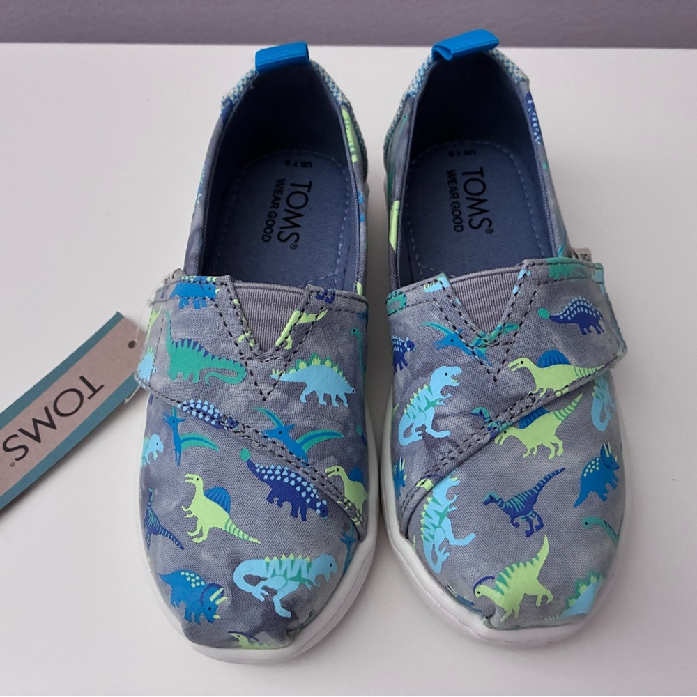 TOMS Alpargata Size 9 Glow-in-the-Dark Dinosaur Shoes - Picture 3 of 7